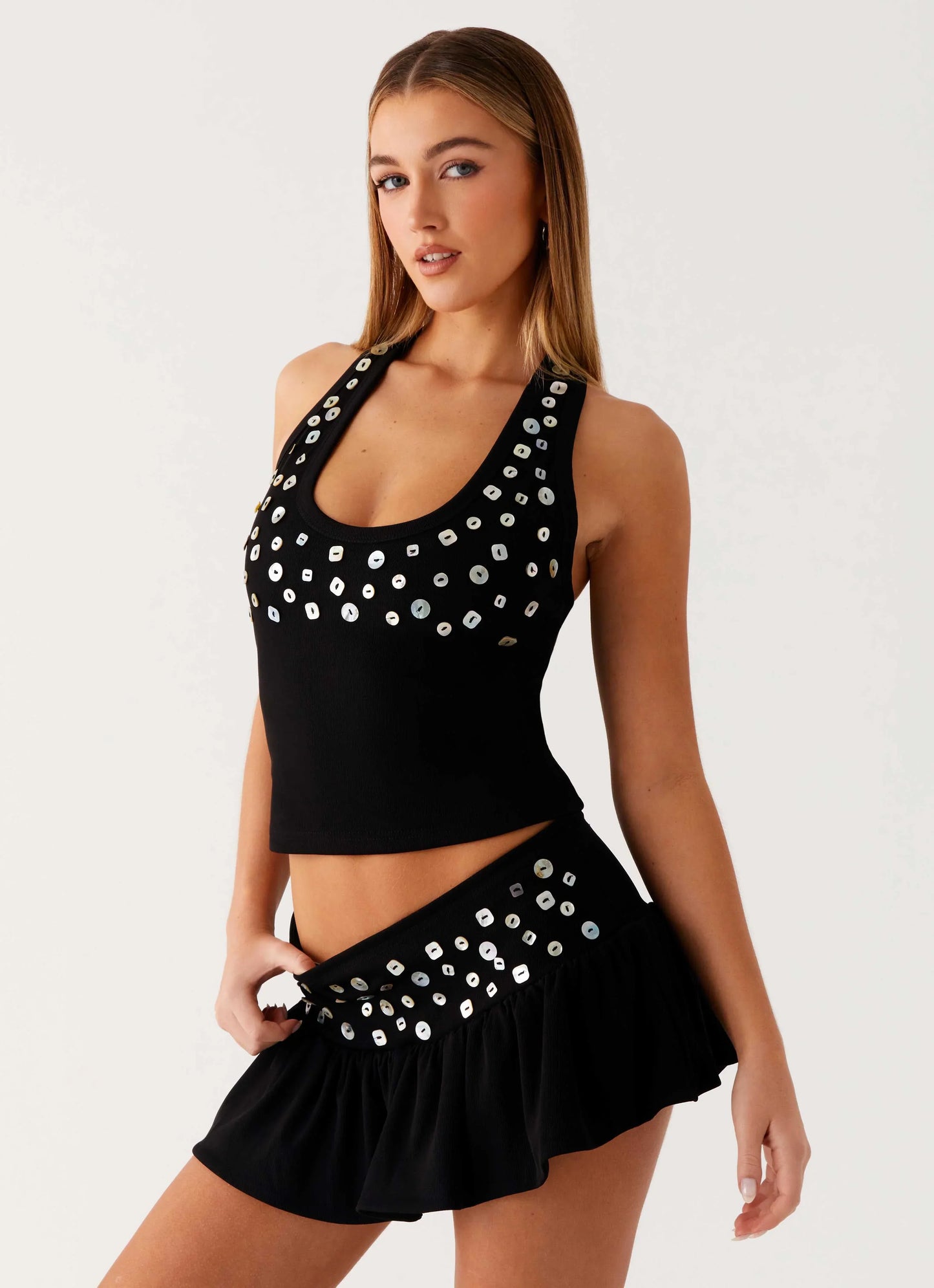 Vegas Nights Low Rise Skort - Black
