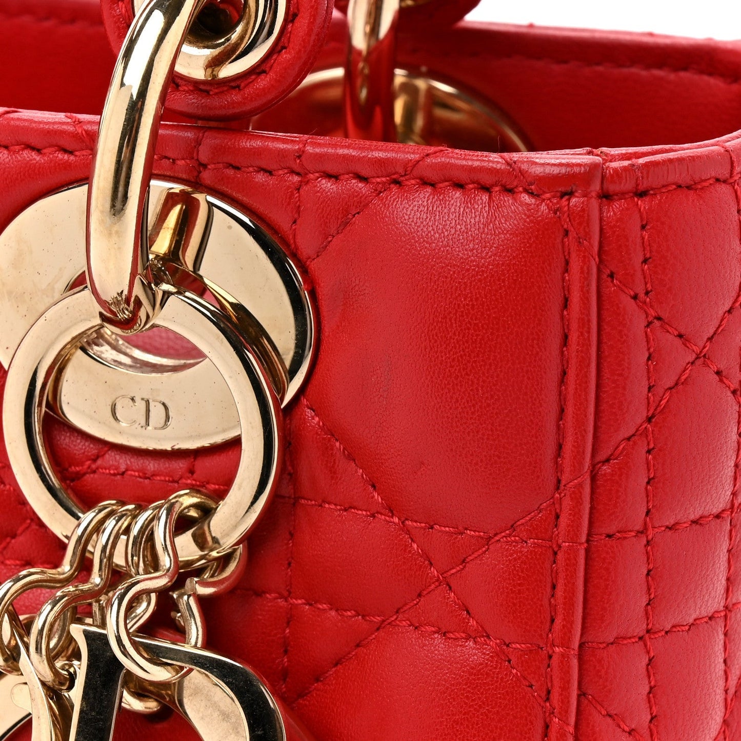 Lambskin Cannage Small My ABCDior Lady Dior Red