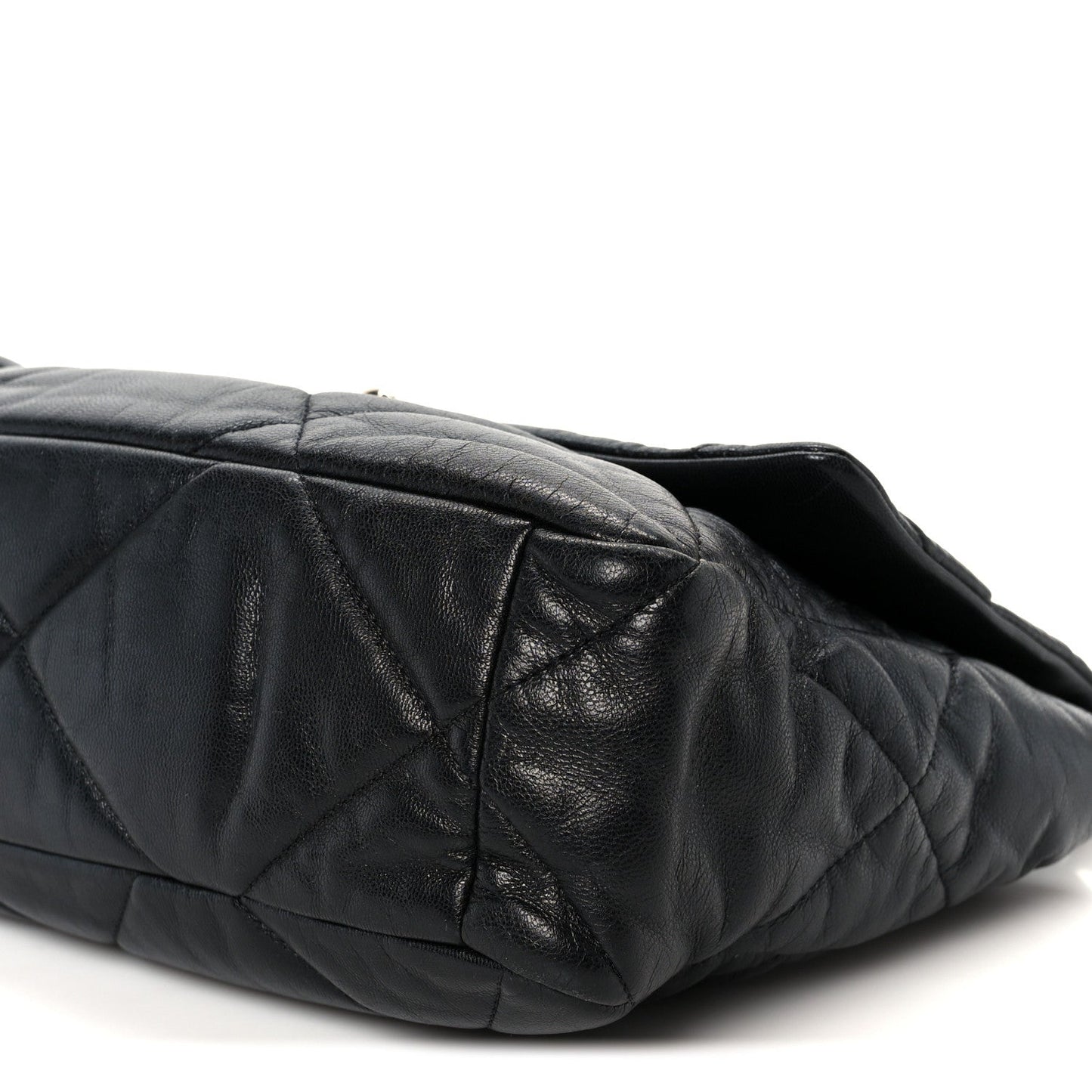 Shiny Goatskin Quilted Large Chanel 19 Flap Black