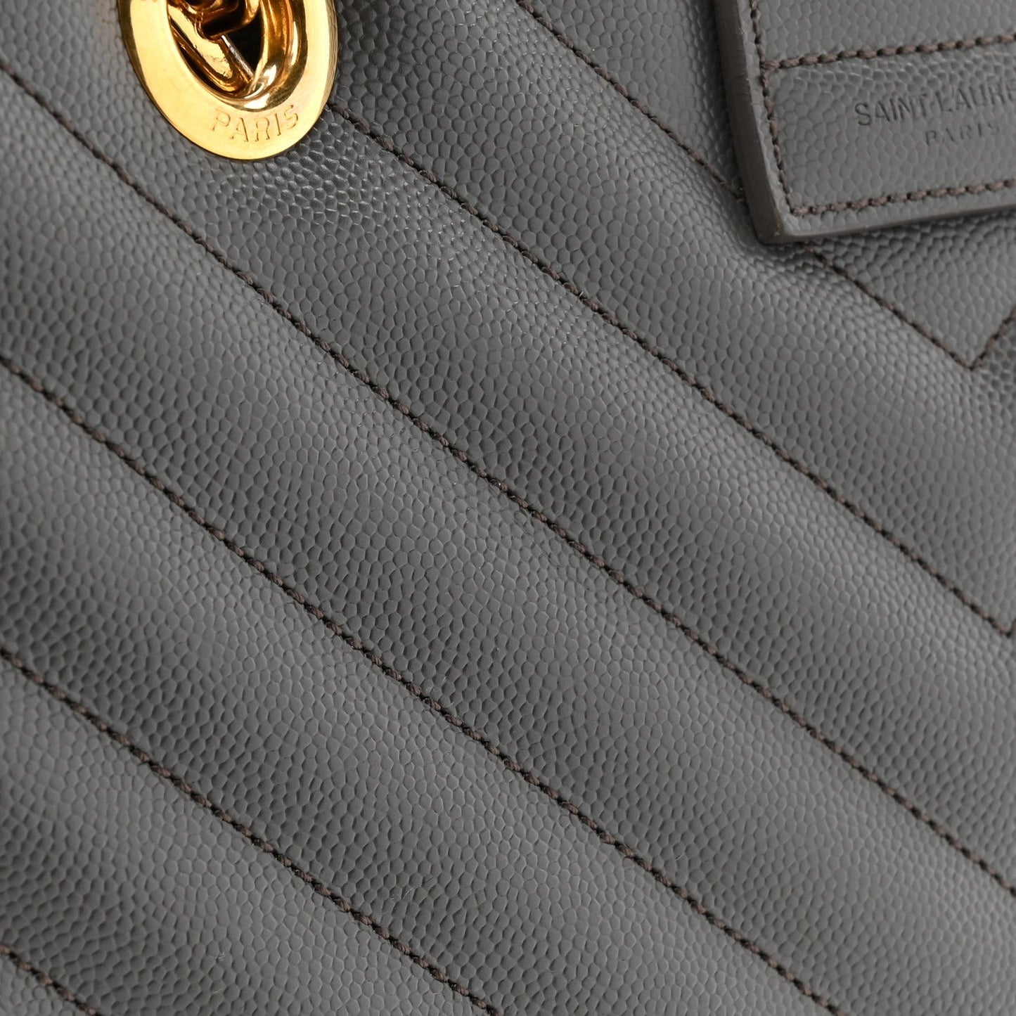 Grain De Poudre Matelasse Chevron Monogram Shopping Bag Fog