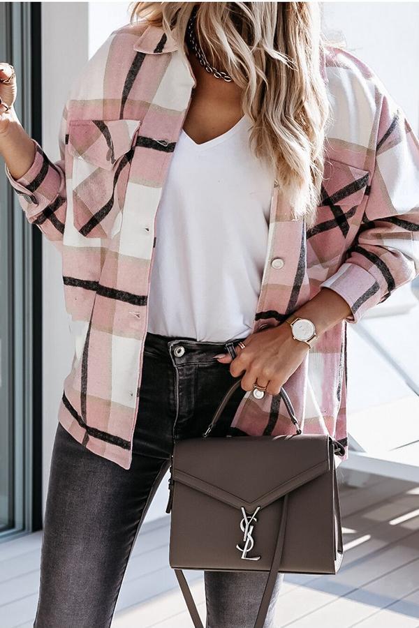 Chaqueta relajada con bolsillos a cuadros Unstoppable Feeling