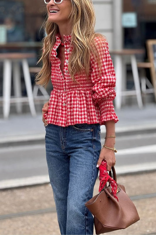 Blusa de nido de abeja Nora