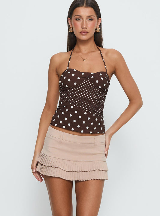 Deei Double Ruffle Mini Skort Oatmeal