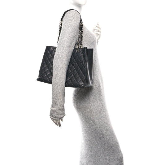 Caviar Quilted Grand Shopping Tote GST Black