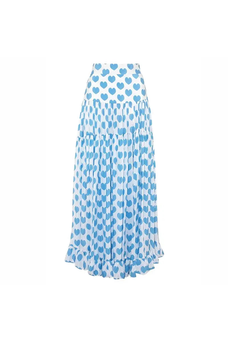 Heart Print Skirted Bikini Vacation Set