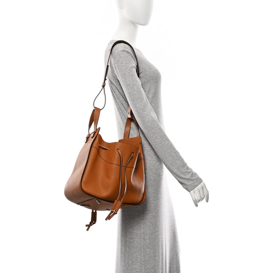 Grained Calfskin Small Hammock Shoulder Bag Tan