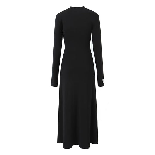 Vestido elegante de primavera, verano y otoño con tejido de tencel mezclado y elástico bordado en el pecho.