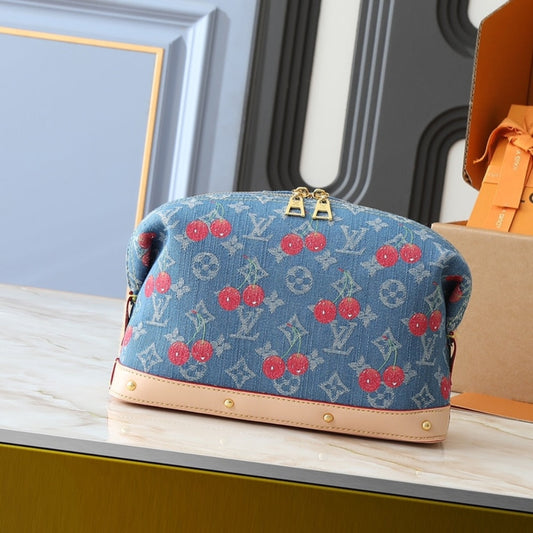 LOUIS VUITTON X TAKASHI MURAKAMI COSMETIC POUCH GM DENIM BLUE 27CM M13893
