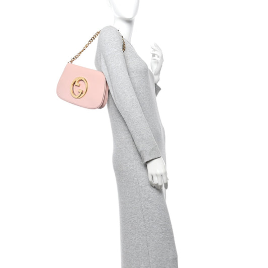 Roxy Calfskin Blondie Chain Shoulder Flap Bag Powder Pink