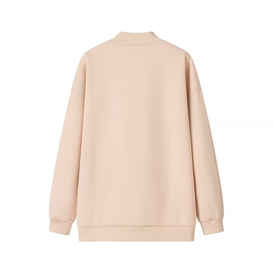 Sudadera de otoño e invierno sencilla, holgada, informal, con cuello alto y forro polar, de color liso, para mujer