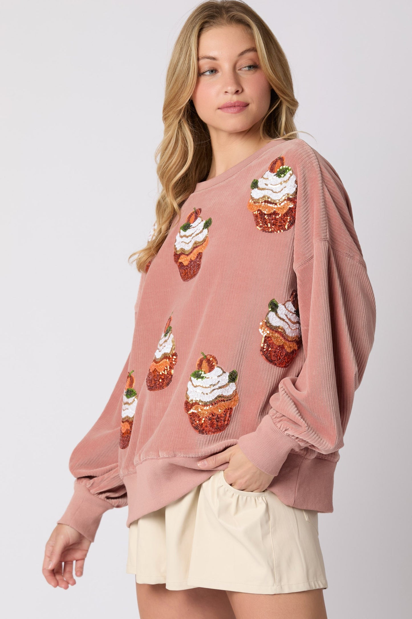 Sudadera holgada con cuello redondo y estampado de calabaza navideña de otoño e invierno