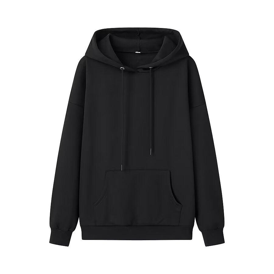 Sudadera con capucha y forro polar de manga larga con bolsillo decorativo y cordón informal de invierno para mujer