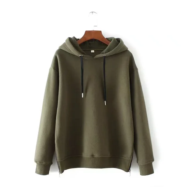 Sudadera con cremallera informal holgada de color liso para mujer de otoño