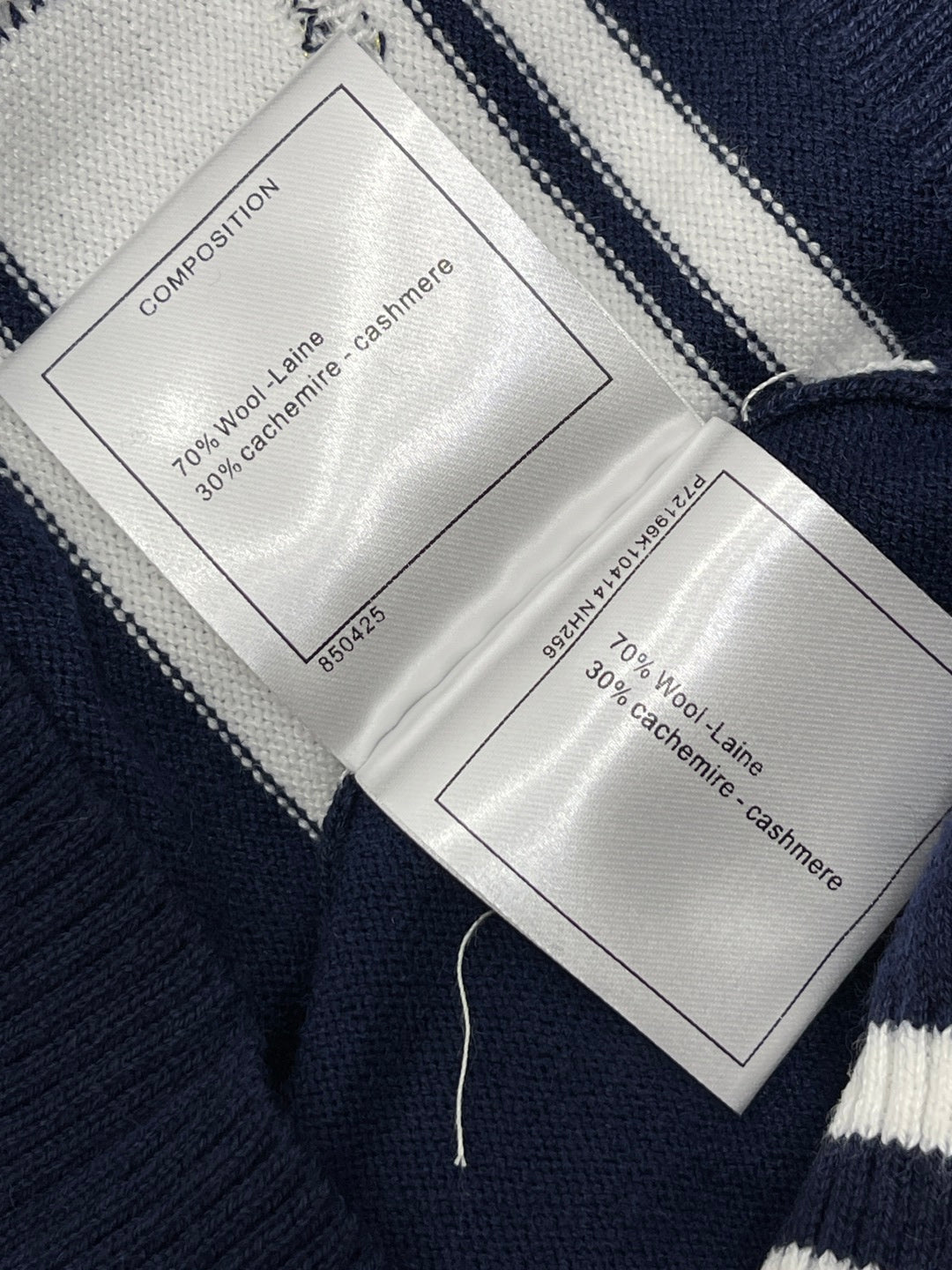 CC 25 Jacquard Double C Logo Pullover Sweater Blue Wool Cashmere