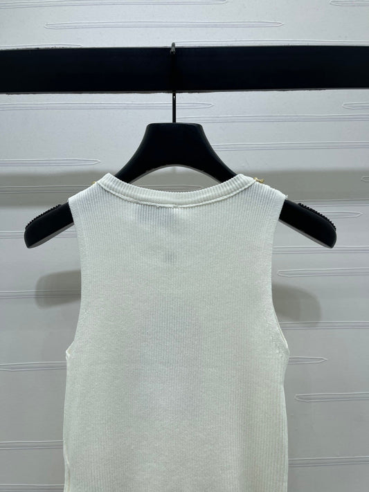 CHANEL 26 CHAIN KNIT VEST BLACK WOOL 335389