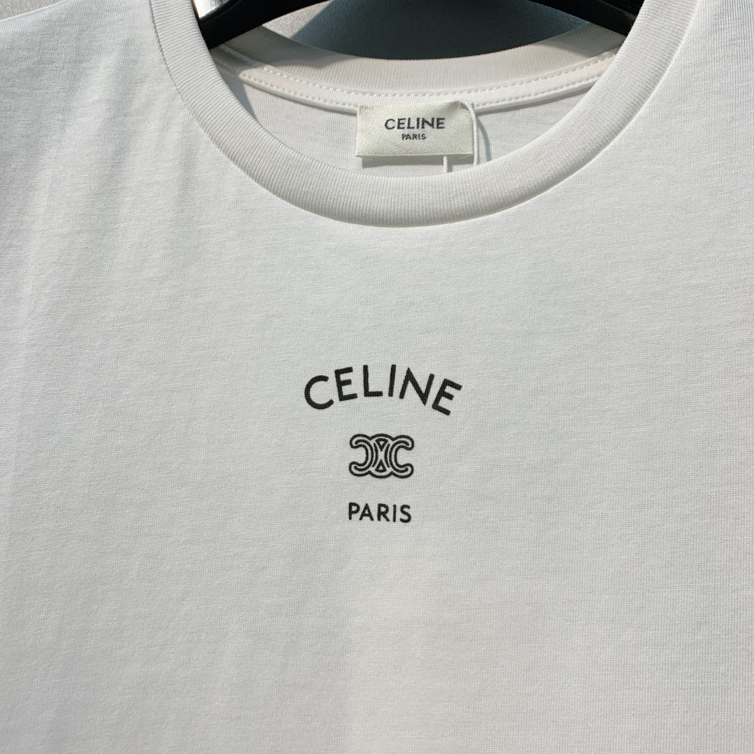 Celine 26SS White Short-Sleeve T-Shirt in Cotton 101585