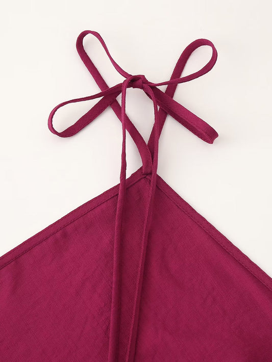 Ropa de primavera para mujer, elegante vestido de satén de seda con cuello halter.