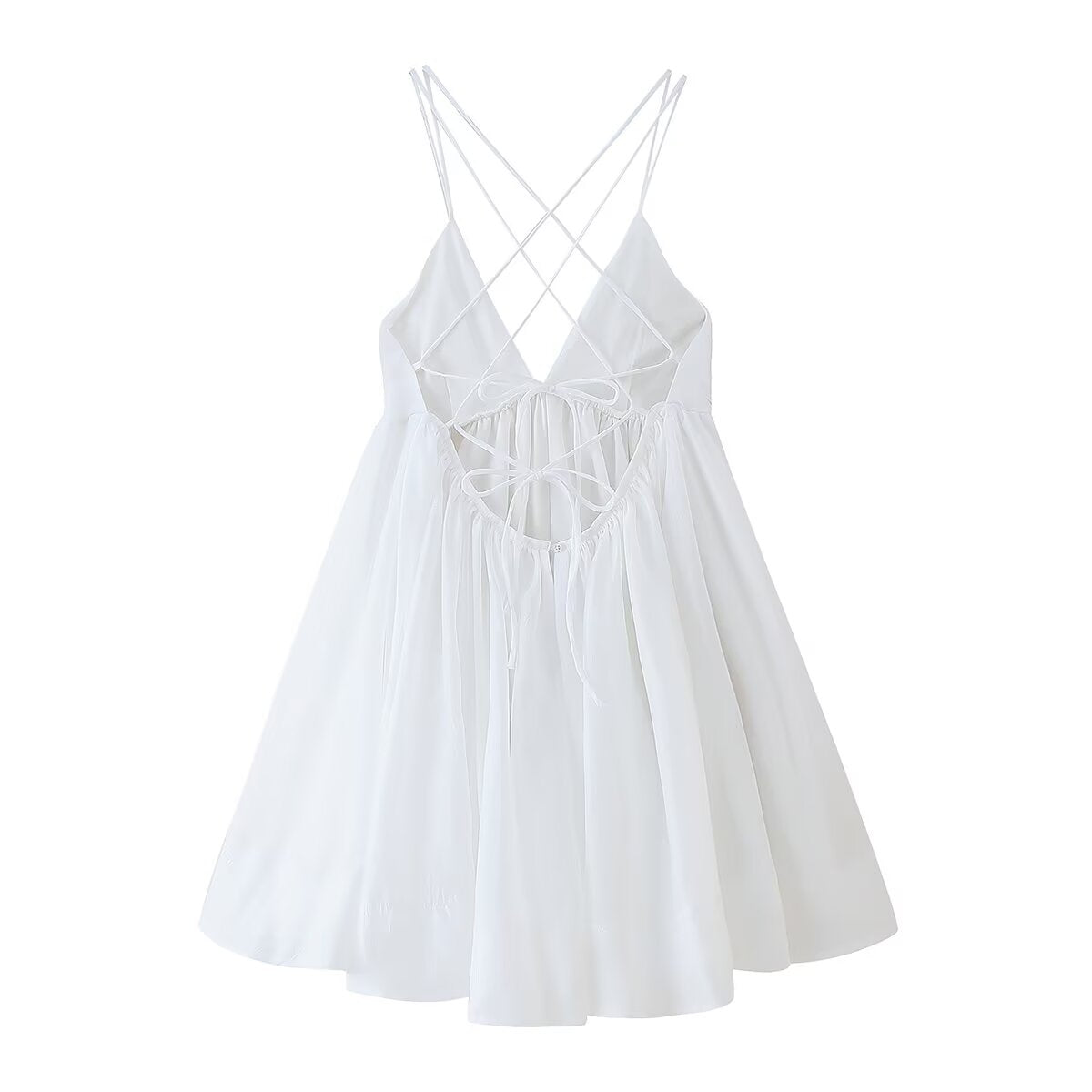 Vestido corto ajustado con escote en V profundo y espalda descubierta con cordones para mujer