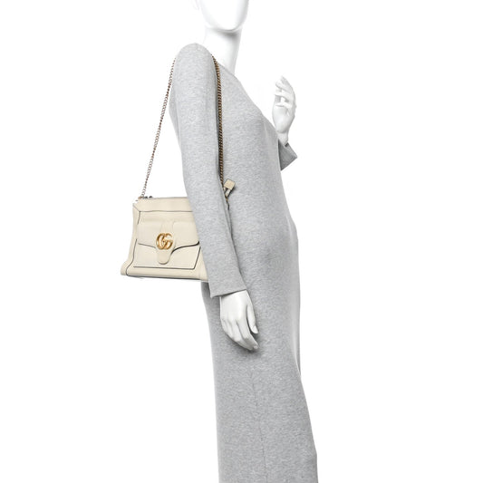 New Sakai Calfskin Lux Dahlia Chain Shoulder Bag Mystic White