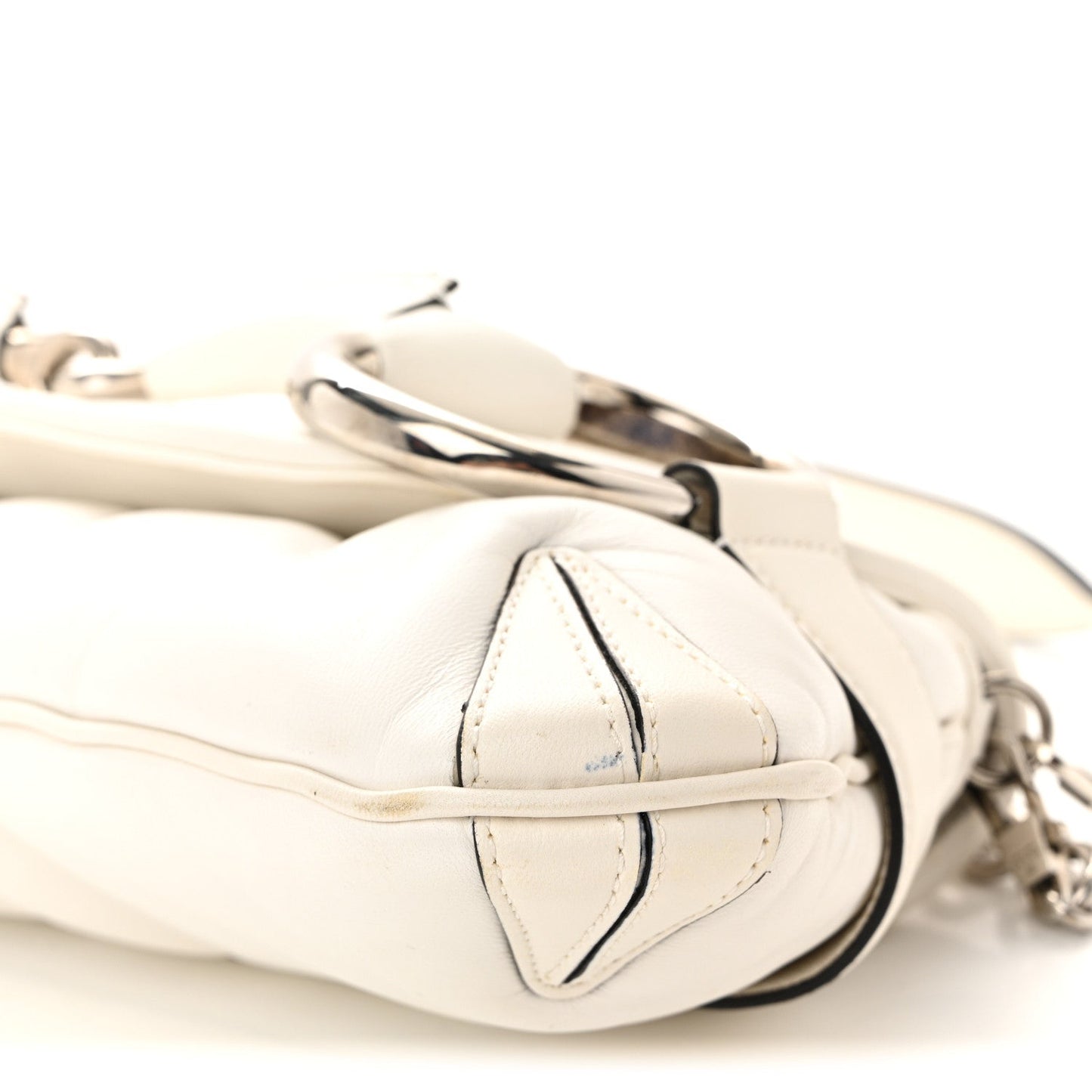 Nappa Vertical Matelasse Medium Maxi Horsebit Chain Shoulder Bag Mystic White