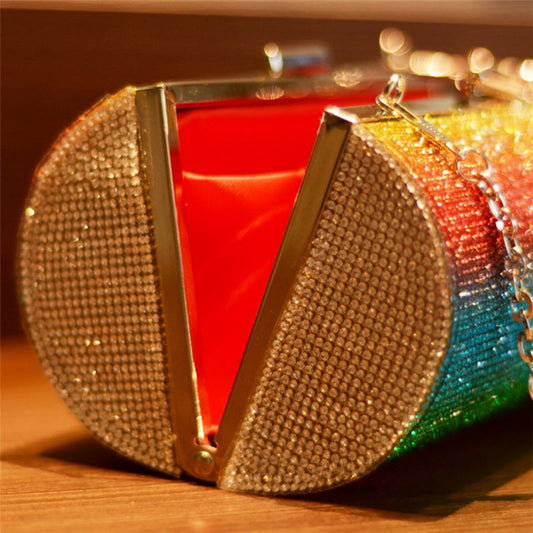 Bolso bandolera con correa de cadena y patchwork de moda