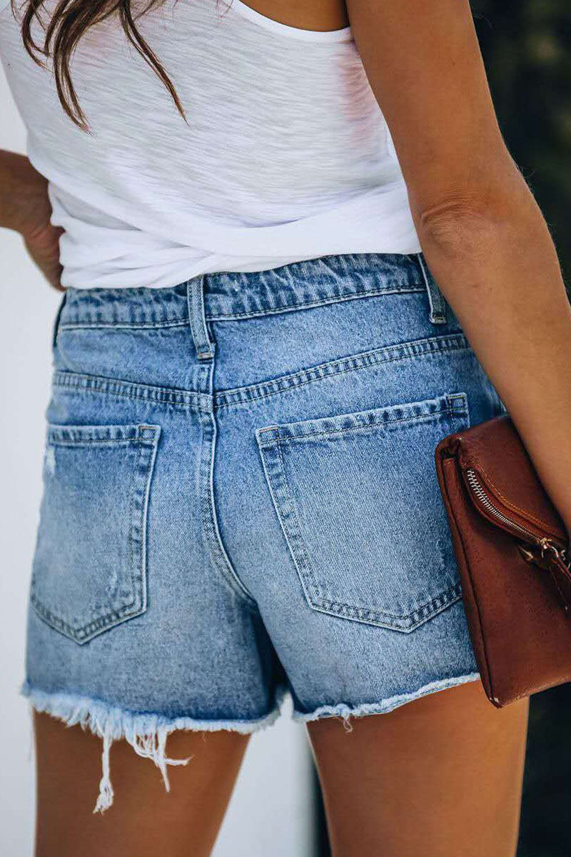 Moda Casual Calle Desgarrado Denim Regular