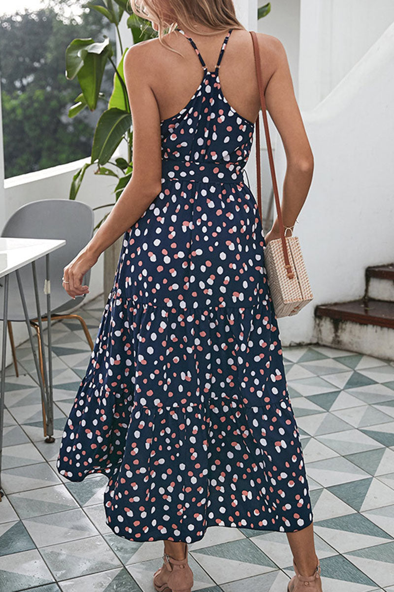 Vestido estampado de lunares con cuello redondo (5 colores)