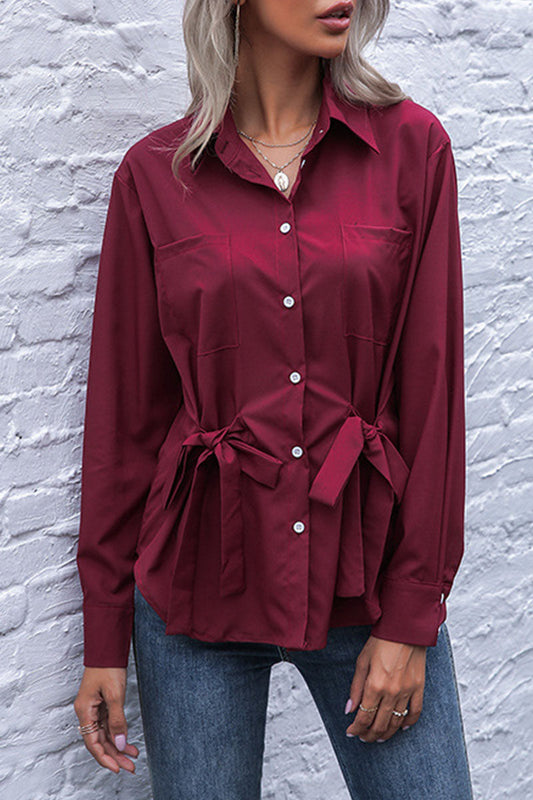 Tops de cuello vuelto con frenillo y patchwork liso de moda urbana