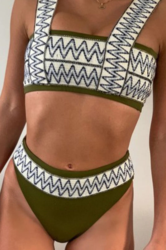 Trajes de baño con estampado de patchwork y simplicidad de moda (3 colores)