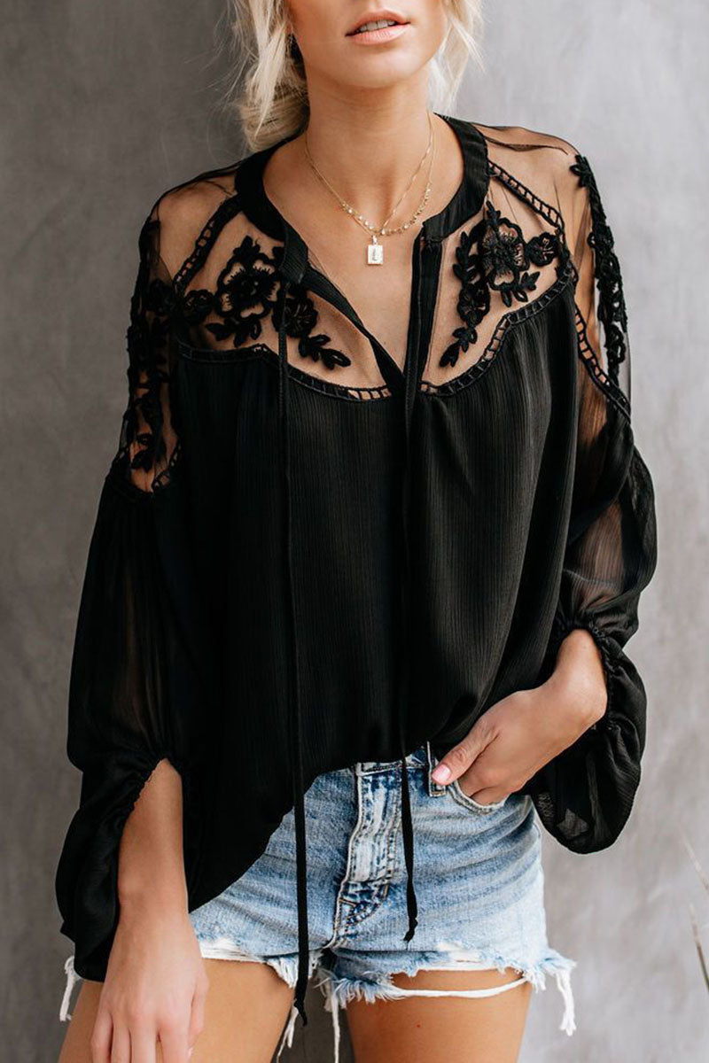 Tops de cuello en V con patchwork liso de moda urbana
