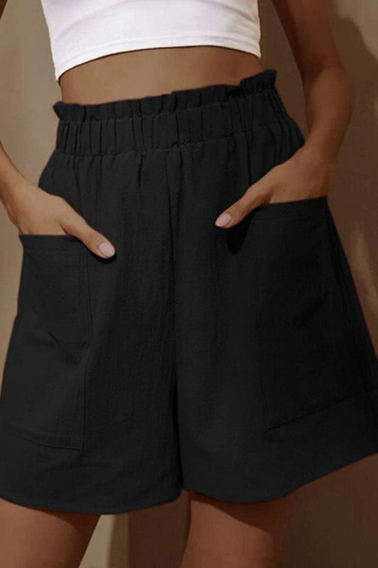 Pantalones casuales de moda con bolsillos sólidos, sueltos, de cintura alta y pierna ancha (5 colores)