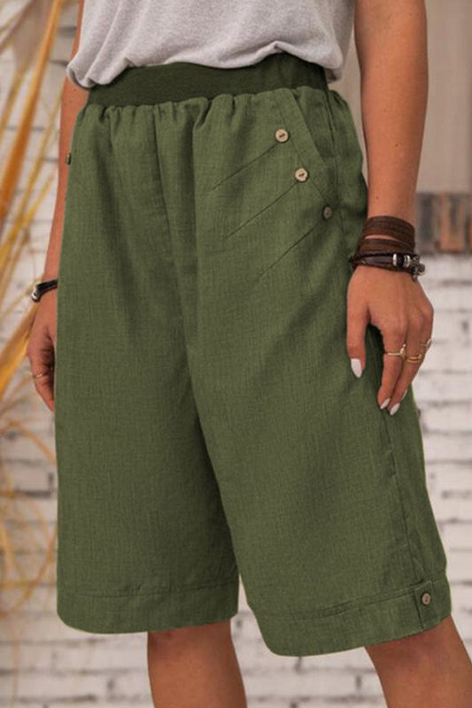 Pantalones casuales de moda con parches sólidos, rectos y de cintura alta