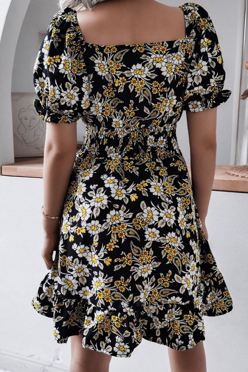 Vestidos casuales con cuello cuadrado y estampado en forma de A (3 colores)
