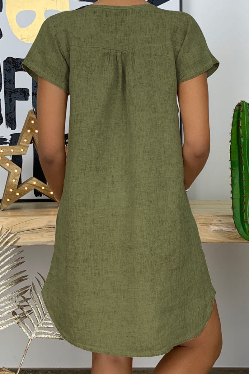 Vestidos casuales de moda con cuello en V y falda farol (8 colores)