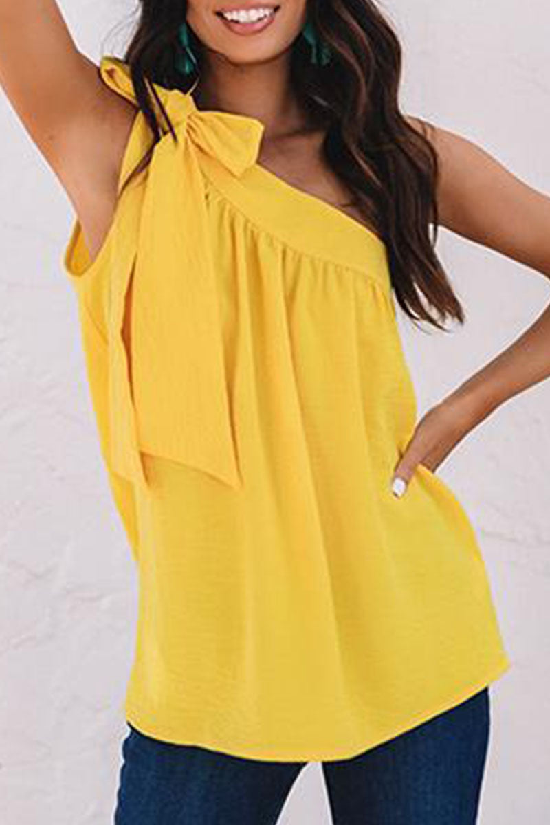 Tops de un solo hombro lisos y dulces de moda (5 colores)