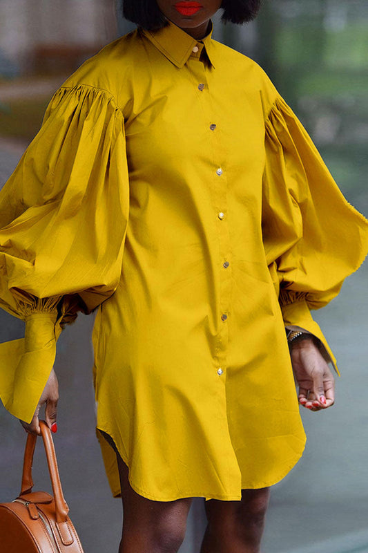 Fashion Elegant Solid Patchwork Fold Turndown Collar Tops(5 Colors)