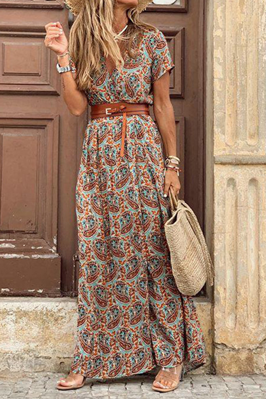 Vestidos elegantes de moda con abertura y escote en V, sin cinturón (7 colores)