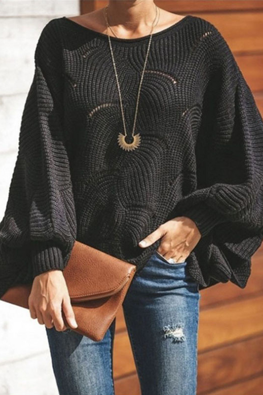 Suéteres elegantes de cuello redondo con retazos ahuecados y sólidos (7 colores)