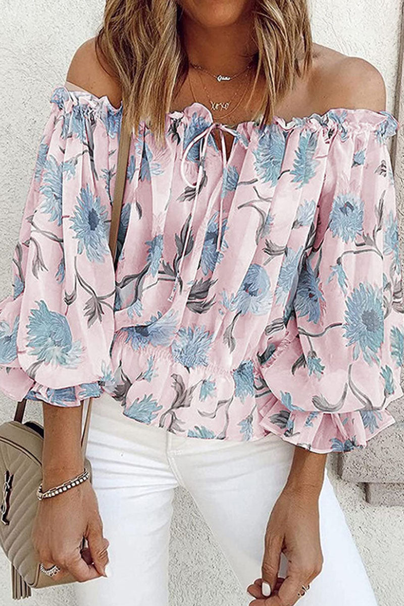 Blusas de moda con hombros descubiertos y estampados de patchwork (4 colores)