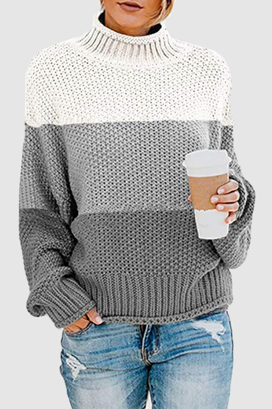 Suéteres casuales de cuello alto con patchwork en contraste (7 colores)
