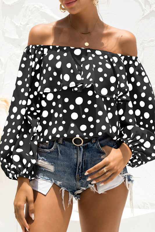 Tops casuales de moda con estampado de patchwork y hombros descubiertos