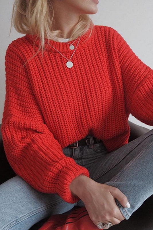 Suéter informal de cuello redondo con parches sólidos (5 colores)