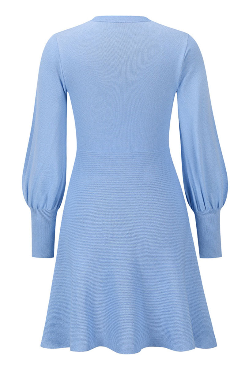 Vestidos de celebridades de moda con cuello redondo, patchwork liso y corte A (4 colores)
