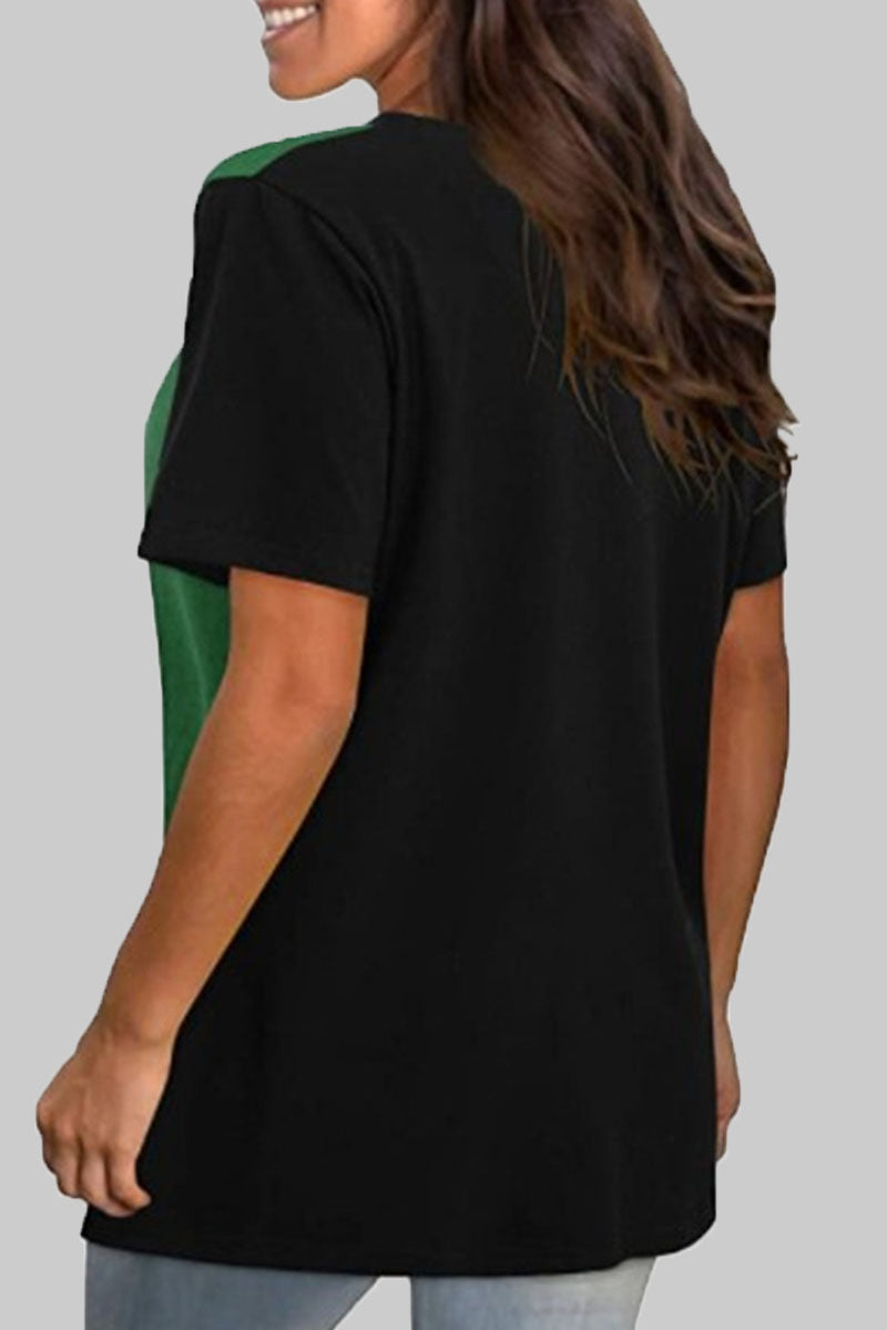 Camisetas casuales de moda con cuello redondo, lisas y divididas