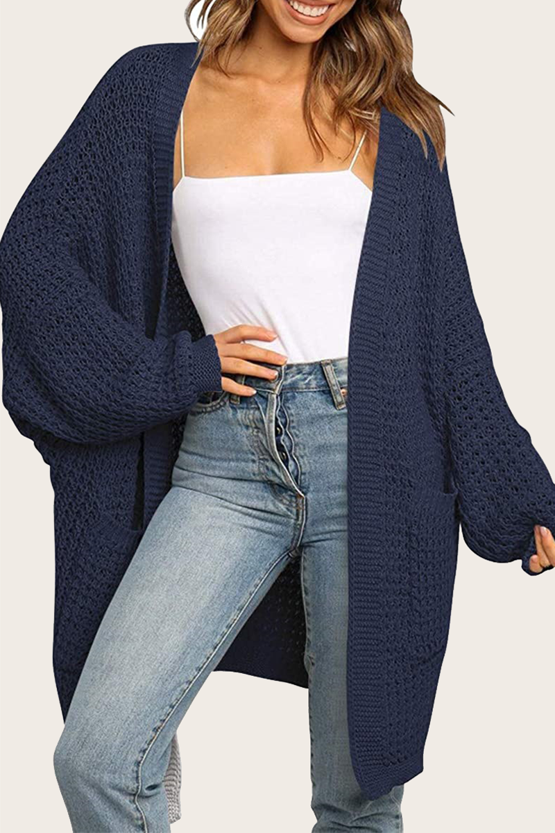 Suéter informal con cuello en V y bolsillos sólidos (10 colores)