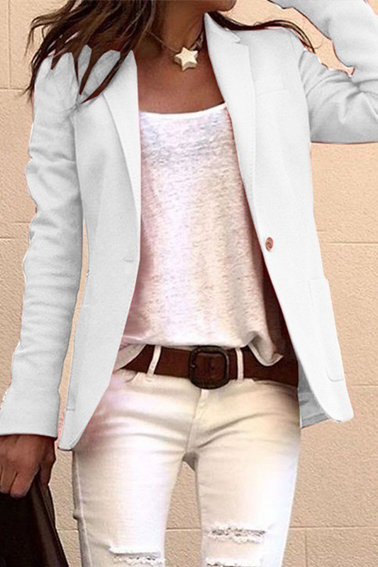 Prenda exterior informal de cuello vuelto con botones y parches lisos (6 colores)