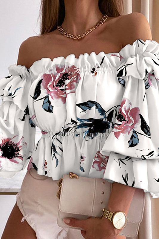 Tops con hombros descubiertos, abertura y estampado de moda urbana