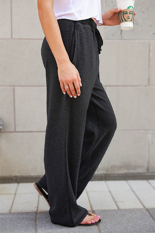 Pantalones casuales de pierna ancha, holgados, con bolsillos y cordón, de color liso (5 colores)