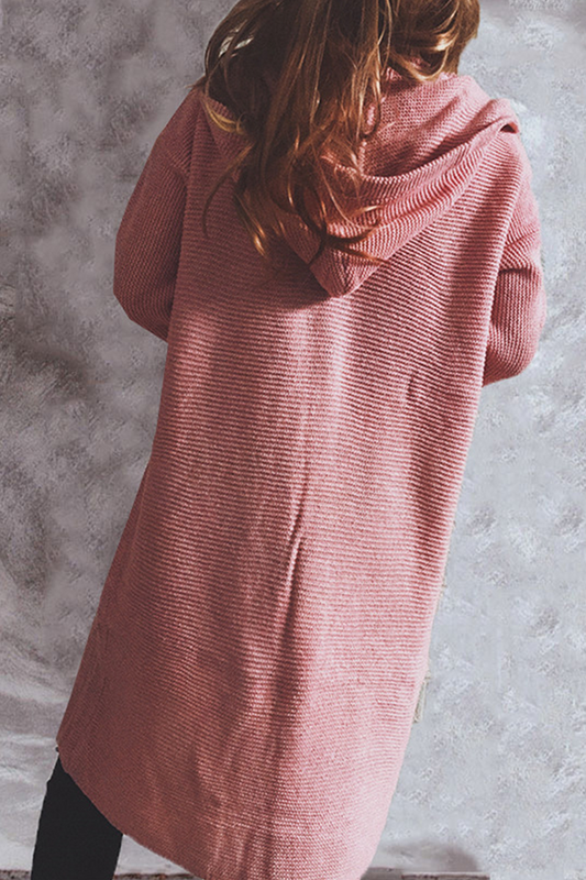Suéter casual con cuello y capucha, básico, con botones sólidos
