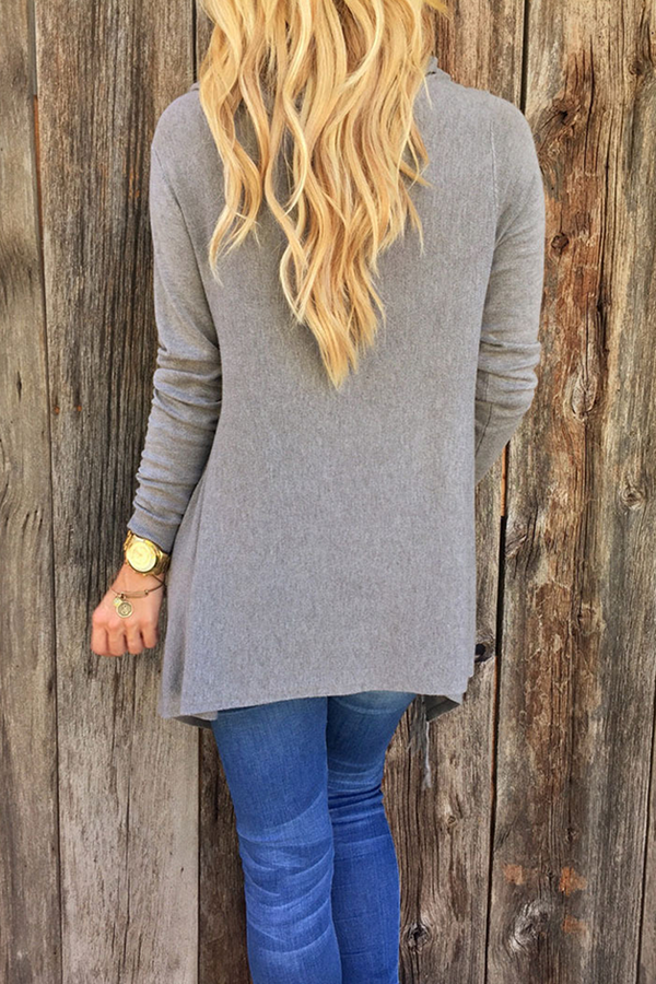 Blusa informal con cuello asimétrico, abertura y borlas lisas (5 colores)